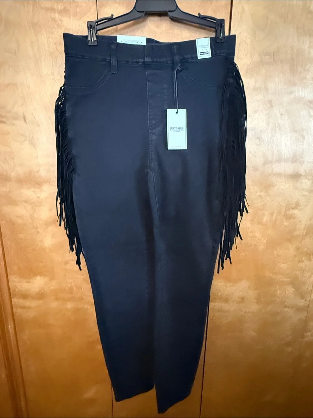 Judy Blue Black Fringe Denim Jeans Skinny Fit Size 28